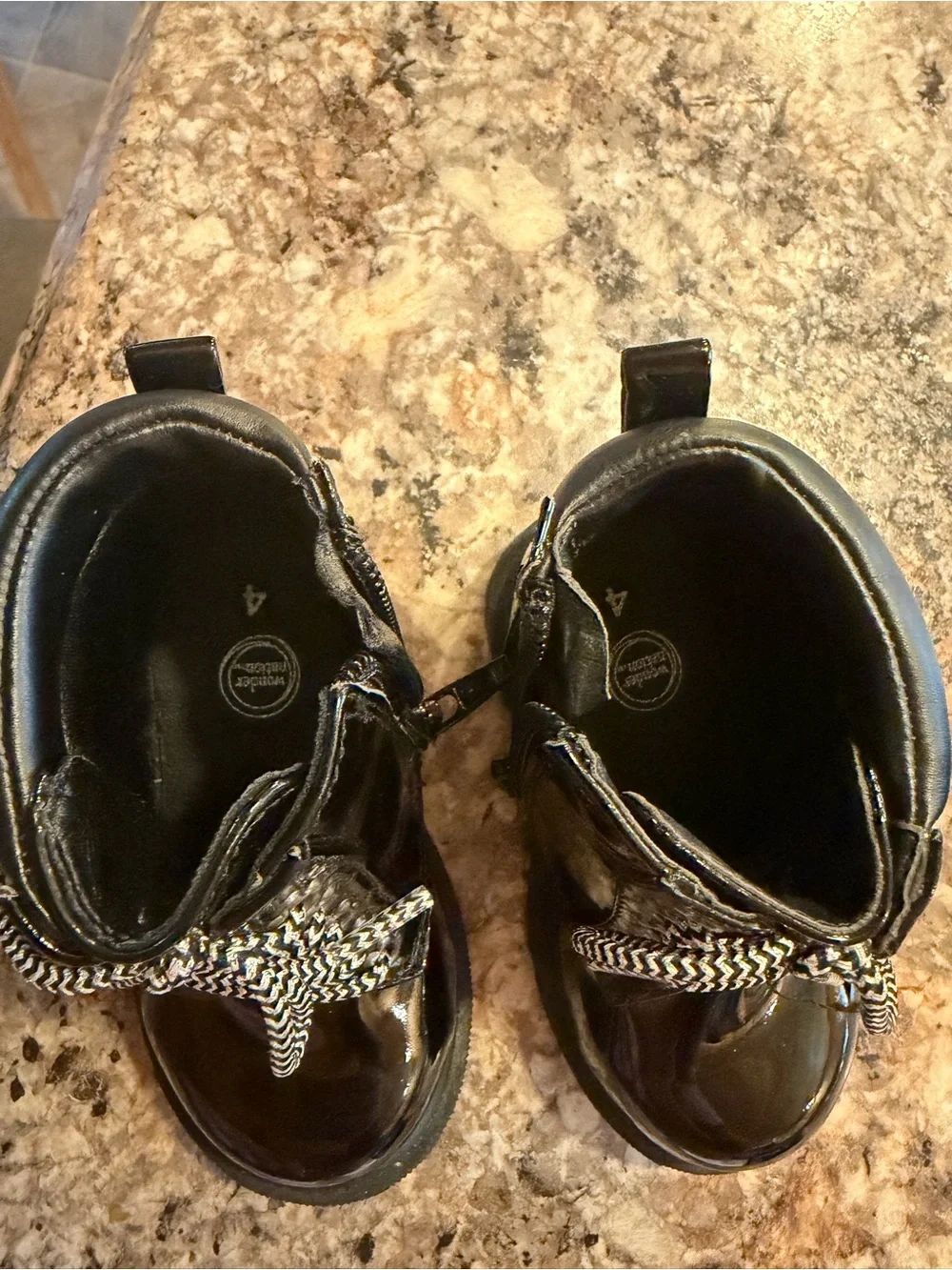 Black Patent Lace-Up Kids Boots